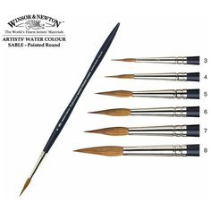 Кисть Winsor&Newton Кисть соболь круглая заостренная №8 Winsor&Newton ARTISTS WATERCOLOR Pointed Round