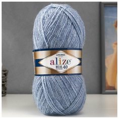 Пряжа "Angora real 40" 60% акрил, 40% шерсть 480м/100гр (221 св. джинс) нет бренда