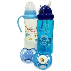 Baby Land Набор для новорожденных, 4 предмета, с 6 месяцев, белый/синий/голубой