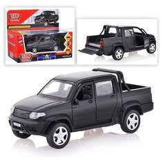 Машина металлическая инерционная UAZ Pickup, матовый черный, 12 см Технопарк