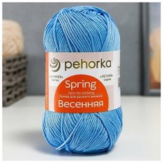 Пряжа "Весенняя" 100% мерсеризованный хлопок 250м/100гр (05-Голубой)./В упаковке шт: 2 Пехорка