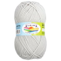 Пряжа ALPINA "MARTA" 100% тактифил 5 шт.х100г 120м №010 светло-светло-серый