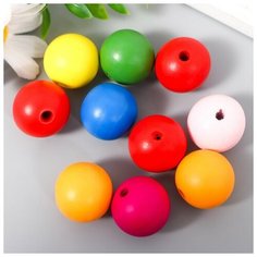 Бусины для творчества дерево "Шарики цветные неон" набор 10 шт d=2,5 см./В упаковке шт: 1 Арт Узор