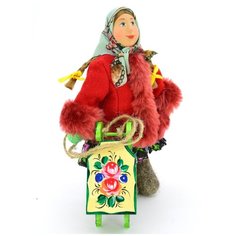 Сувенирная кукла "Девочка в зимнем костюме с санками". Ручная работа. Русские куклы