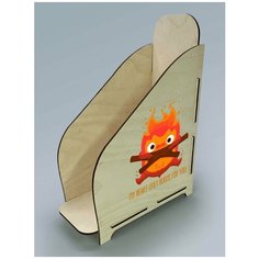 Органайзер лоток, подставка для бумаги, документов деревянная с цветным принтом 1 отделение аниме ходячий замок хаул кальцифер софи - 12 Art Wood