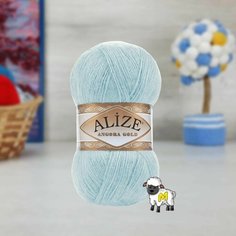 Пряжа ALIZE Angora Gold, мята - 114, 20% шерсть, 80% акрил, 5 мотков, 100 г, 550 м.