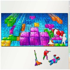 Пазл из дерева с фигурками, 230 деталей, 46х23 см игры Tetris Tetris, Тетрис, головоломка, Сега, 16 bit, 16 бит, ретро приставка - 5662 Puzzle Wood