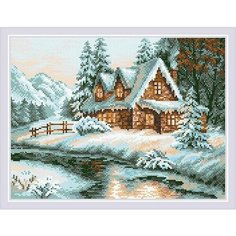 Алмазная мозаика Зимний пейзаж 30x40 см. Риолис