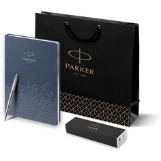 Подарочный набор: Шариковая ручка Parker Jotter Essential, St. Steel СT и ежедневник синий недатированный