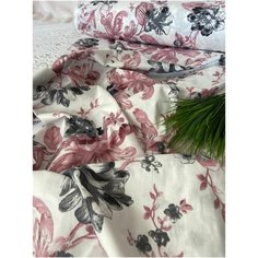 Поплин (ранфорс) пудра принт на белом Нет бренда