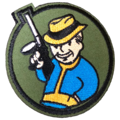 Нашивка ( шеврон патч patch ) тактическая Vault Boy Гангстер вышитая на липучке D-8 оливковая нет бренда