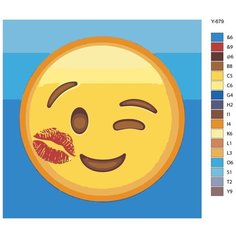 Картина по номерам Y-679 "Смайлики эмодзи поцелованный" 70x70 Brushes Paints
