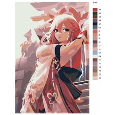 Картина по номерам S146 "Компьютерная игра - Genshin Impact (Геншин Импакт). Яэ Мико" 40x60 Brushes Paints