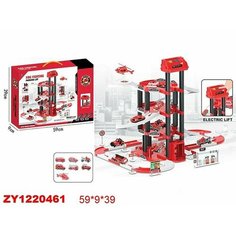 Гараж Shantou на батарейках, электрический лифт, 7 машинок, красный (BBQ550-27A)