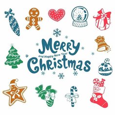 Наклейки стикеры Новогодние фигурки