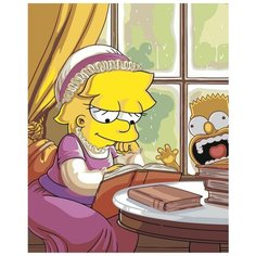 Картина по номерам на холсте на деревянном подрамнике "Simpsons Симпсоны: Лиза и Барт", Раскраска 40x50 см, Мультфильмы