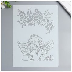 Трафарет пластик "Ангел и цветочная ветвь" 29,7х21 см Noname