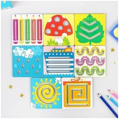 WoodLand Toys Линейки-трафареты «Солнечная полянка», размер трафарета: 10 x 10 см