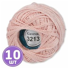 Пряжа для вязания спицами, крючком, машинного вязания Gamma Ирис классическая тонкая, 100% хлопок цвет 3213 темно-кремовый, 10 шт. по 10 г 82 м