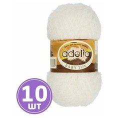 Пряжа для вязания крючком, спицами Adelia Аделия BABY TOY фантазийная тонкая, 100% нейлон, цвет №01 Белый 10 шт, 255 м