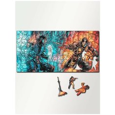 Пазл из дерева с фигурками, 230 деталей, размер 46х23 см игры Mortal Kombat X - 4237 Puzzle Wood