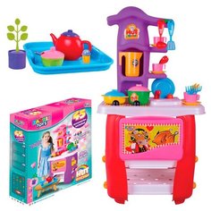 Кухня игровая Hut Kitchen, с набором, 45 предметов, цвет красно-фиолетовый Zarrin Toys