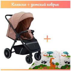 Прогулочная коляска Luxmom 720, розовый с детским ковриком