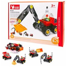 Машинка Собери сам Строительная техника 5 в 1, в наборе 42 детали + 5 карт Junfa Toys