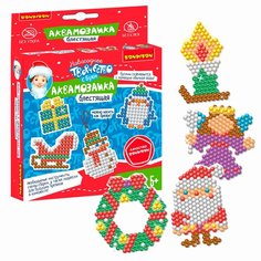 BONDIBON новогодняя аквамозаика Ангел, Санта, Венок, Свеча (ВВ5546) красный