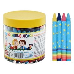 Мелки восковые, 12 цветов, 80 штук, "Игротека", макси упаковка, в пластиковом контейнере NO Name