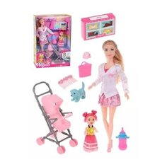 Игровой набор "Маленькая мама" в комплекте кукла 30 см, кукла 10см, 5 предметов Наша Игрушка 522-3