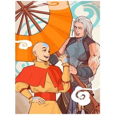 Картина по номерам на холсте мультфильм Аватар (Аанг, Корра, Азула) - 8441 В 30x40