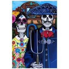 Картина по номерам на холсте Скелет Ковбой - 9027 В 60x40