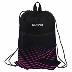 Мешок для обуви Berlingo "Black and Pink Geometry", 1 отделение, 360х470 мм, карман на молнии (MS230203)