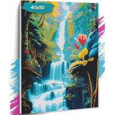 Картина по номерам "Водопад", Холст на подрамнике, 40х50 см, Набор для творчества, Рисование, 40х50 см, Живопись "ТТ", с природой TT