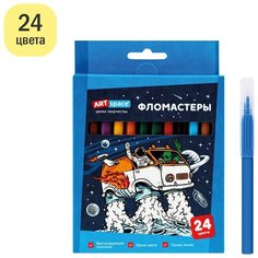 Фломастеры OfficeSpace "ArtSpace", Космос, 24 цвета, картон, смываемые, европодвес (WP_92317)