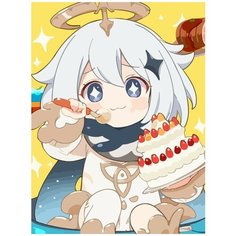 Картина по номерам на холсте Игра Gensgin Impact (Паймон, Венти, Делюк, Джинн, Синьора) - 8026 В 30x40