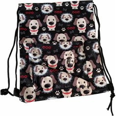 Сумка-мешок спортивная, Черная с собачками/с внешним карманом на замке/для вещей/для обуви/для сменки/с водоотталкивающей пропиткой Нет бренда