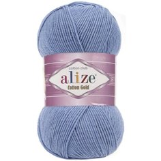 Пряжа Alize Cotton Gold темно-голубой меланж (374), 55%хлопок/45%акрил, 330м, 100г, 2шт