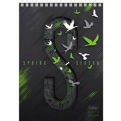 Блокнот А5, 80 листов на гребне "Seasons", обложка мелованный картон, матовая ламинация,3D лак, блок 60 г/м² Hatber