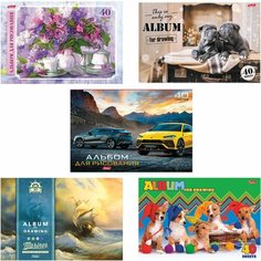 Альбом для рисования, А4, 40 листов, скоба, обложка картон, HATBER, 205х290 мм, "Ассорти", 40А4В, A274149 Chester