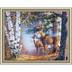 Алмазная мозаика на подрамнике 40*50 "Олени у березы" Нет бренда