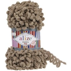 Пряжа Alize Puffy fine молочный шоколад (329), 100%микрополиэстер, 14,5м, 100г, 2шт