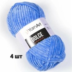 Пряжа YarnArt Dolce Ярко-голубой (777) 4 мотка 100 г/120 м (100% микрополиэстер) ярнарт дольче