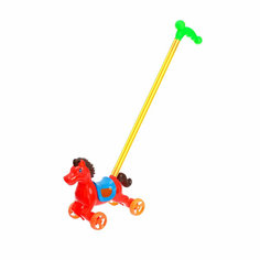 Каталка-лошадка Toys красная на палке с ручкой 303-1r