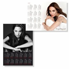 Календарь настенный на 2024 год, размер А3 (297x420 мм.) Анжелина Джоли, 2 шт. (горизонтальный + вертикальный) Poli