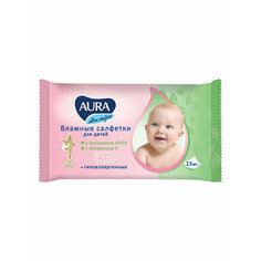 Детские влажные салфетки AURA Ultra comfort, 15 шт