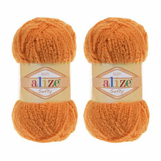Пряжа для вязания Alize Softy (Ализе Софти), комплект: 2 шт, цвет: оранжевый (06), состав: 100% микрополиэстер, вес: 50 г, длина: 115 м