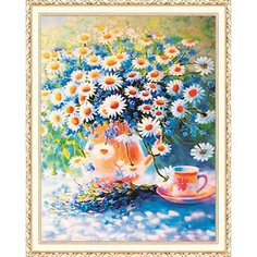 Алмазная мозаика на подрамнике 40*50 "Полевые ромашки" Нет бренда