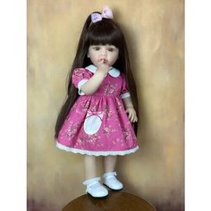 Кукла реборн NPK Doll 55 см, силиконовая. Бетти в розовом платье. Можно купать Bzdoll